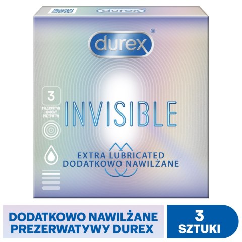 DUREX Invisible Prezerwatywy dodatkowo nawilżane 3 szt DUREX Invisible Prezerwatywy dodatkowo nawilżane 3 szt