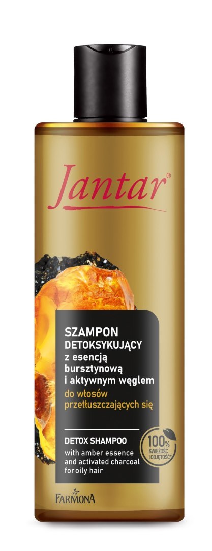 JANTAR Szampon detoksykujący z esencją bursztynową i aktywnym węglem do włosów przetłuszczających się 300 ml