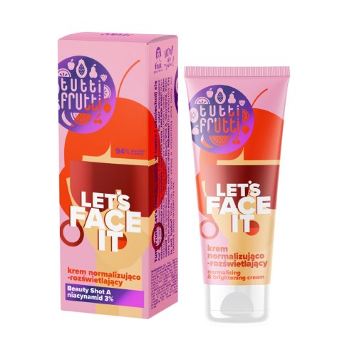 TUTTI FRUTTI Let`s Face It Krem normalizująco-rozświetlający z niacynamidem 3% + Beauty Shot A 50 ml