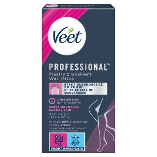 VEET Professional Plastry z woskiem do depilacji ciała - skóra normalna 1op.-12szt