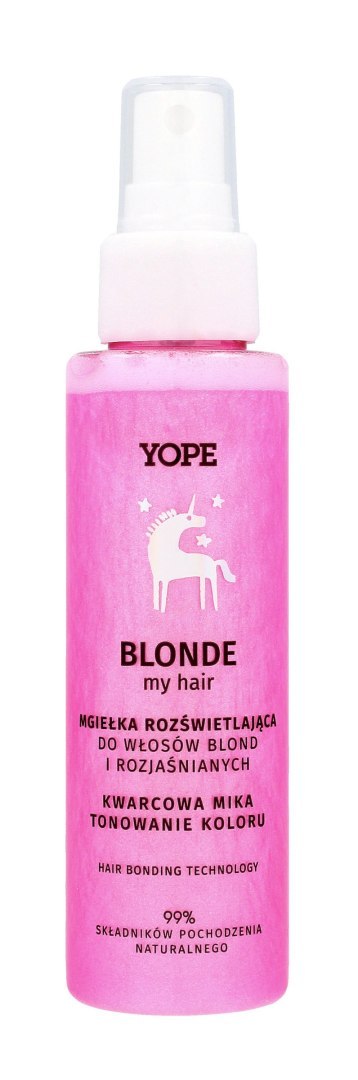 YOPE Blonde My Hair Rozjaśniająca Mgiełka do włosów blond i rozjaśnianych - Kwarcowa Mika 100ml YOPE Blonde My Hair Rozjaśniająca Mgiełka do włosów blond i rozjaśnianych - Kwarcowa Mika 100ml