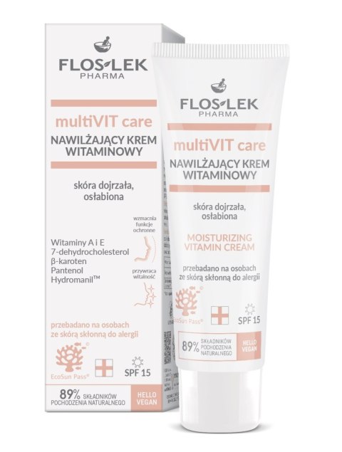 FLOSLEK PHARMA MultiVIT Care Nawilżający Krem witaminowy SPF15 na dzień - skóra dojrzała,osłabiona 50ml