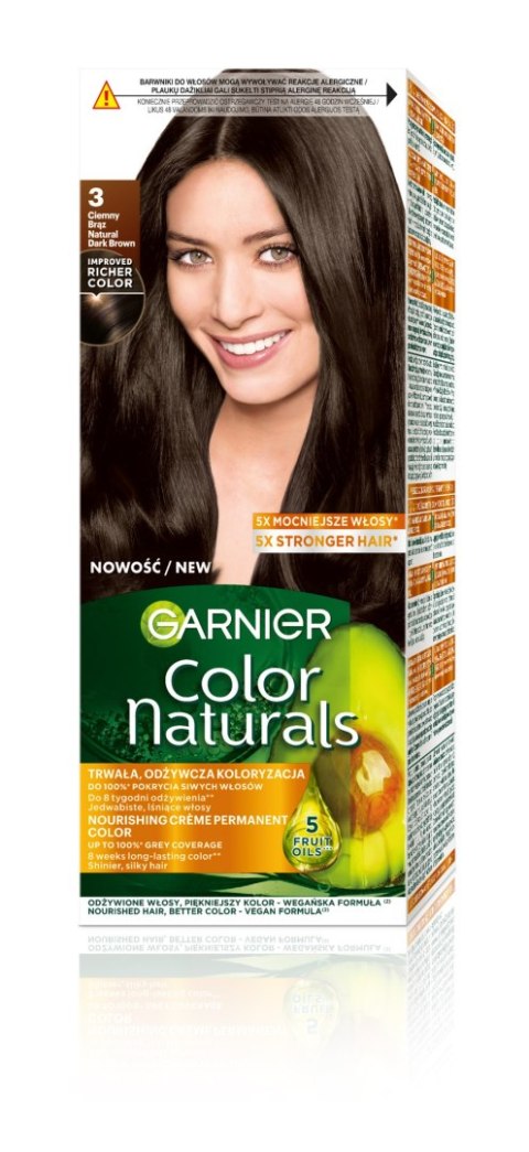 GARNIER Color Naturals Farba nr 3 - Ciemny Brąz 1op. GARNIER Color Naturals Farba nr 3 - Ciemny Brąz 1op.