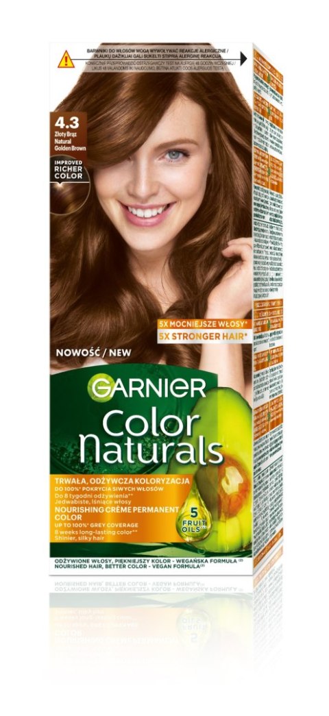 GARNIER Color Naturals Farba nr 4.3 - Złoty Brąz 1op. GARNIER Color Naturals Farba nr 4.3 - Złoty Brąz 1op.