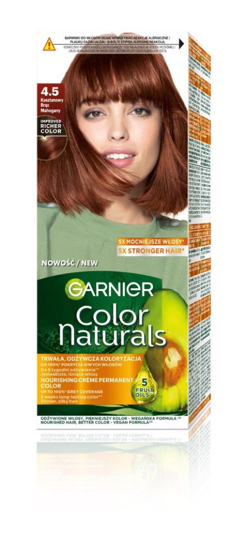 GARNIER Color Naturals Farba nr 4.5 - Kasztanowy Brąz 1op. GARNIER Color Naturals Farba nr 4.5 - Kasztanowy Brąz 1op.
