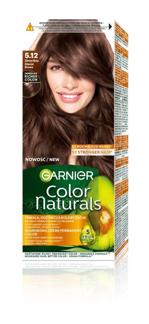 GARNIER Color Naturals Farba nr 5.12 - Zimny Brąz 1op. GARNIER Color Naturals Farba nr 5.12 - Zimny Brąz 1op.