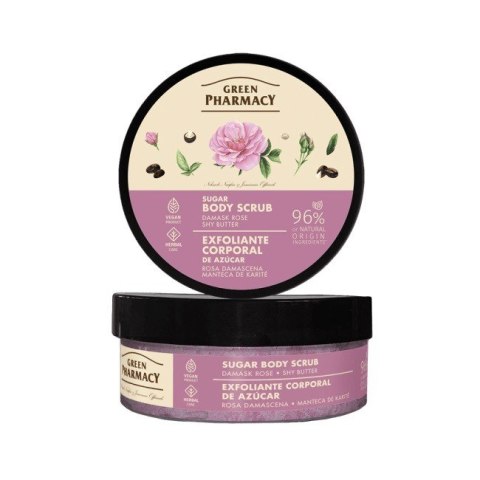 GREEN PHARMACY Multi Peeling cukrowy do ciała Róża damasceńska i Masło shea 200 ml GREEN PHARMACY Multi Peeling cukrowy do ciała Róża damasceńska i Masło shea 200 ml