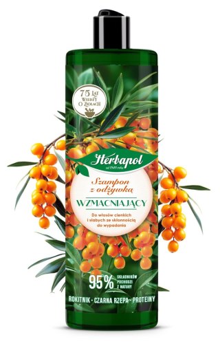 HERBAPOL Szampon z odżywką wzmacniający Rokitnik, Czarna rzepa, Proteiny 400 ml