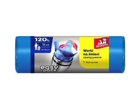 JAN NIEZBĘDNY Worki na śmieci HD Easy Pack - niebieskie 120L - 15szt JAN NIEZBĘDNY Worki na śmieci HD Easy Pack - niebieskie 120L - 15szt