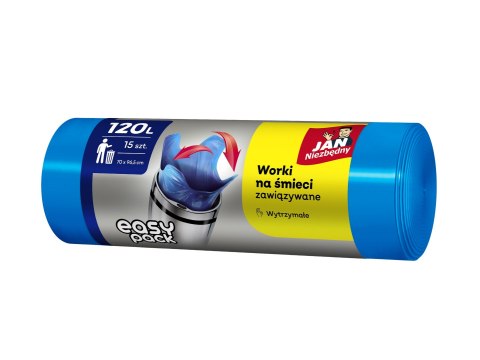 JAN NIEZBĘDNY Worki na śmieci HD Easy Pack - niebieskie 120L - 15szt JAN NIEZBĘDNY Worki na śmieci HD Easy Pack - niebieskie 120L - 15szt