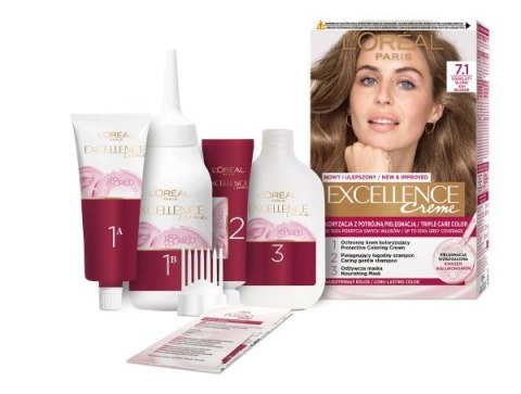LOREAL Excellence Creme Farba do włosów 7.1 Popielaty blond LOREAL Excellence Creme Farba do włosów 7.1 Popielaty blond