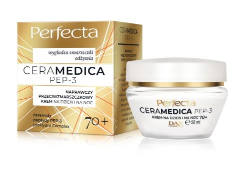 PERFECTA Ceramedica PEP3 70+ Naprawczy przeciwzmarszczkowy krem na dzień i na noc 50 ml