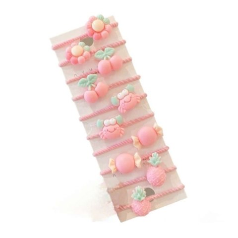 ECARLA Gumki do włosów - zestaw 10w1 Pink pastelowe GUM149 1 op. - 10 szt.