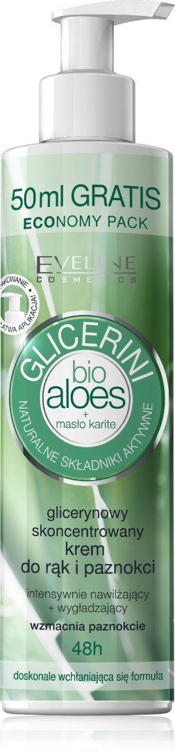 EVELINE Bio Aloes Glicerynowy skoncentrowany krem do rąk i paznokci 245 ml