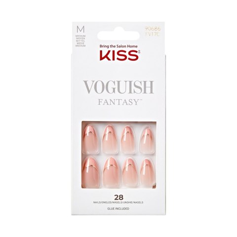 KISS Sztuczne paznokcie na klej Voguish Fantasy French, Pink French Tips, Medium, Almond Shape