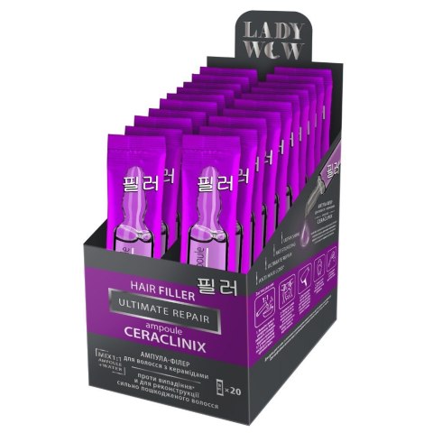 LADY WOW Hair Filler Ampułka ceramidowa do włosów - regeneracja 15ml LADY WOW Hair Filler Ampułka ceramidowa do włosów - regeneracja 15ml