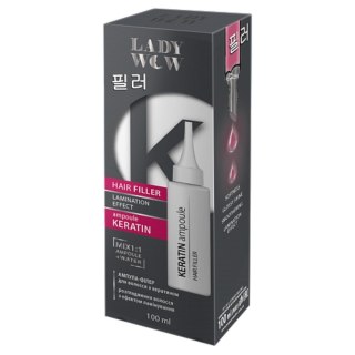 LADY WOW Hair Filler Ampułka keratynowa do włosów - efekt laminacji 100ml