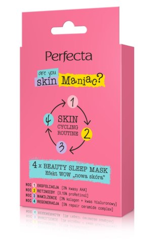 PERFECTA Skin Cycling Routine Maseczki do twarzy - Zestaw 4 x Beauty Sleep Mask Efekt WOW ,,nowa skóra" 4 szt.