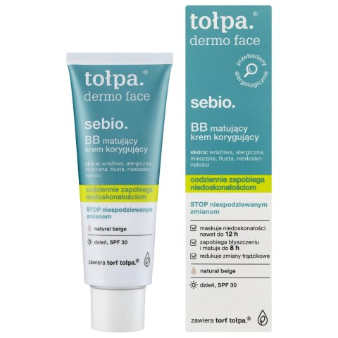 TOŁPA Dermo Face Sebio Matujący Krem korygujący BB na dzień SPF30 - natural beige 40 ml TOŁPA Dermo Face Sebio Matujący Krem korygujący BB na dzień SPF30 - natural beige 40 ml