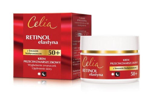 CELIA Retinol & Elastyna 50+ Krem przeciwzmarszczkowy z kwasem hialuronowym na dzień i na noc 50 ml