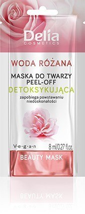 DELIA Beauty Maseczka peel-off do twarzy detoksykująca z wodą różaną 8 ml