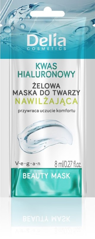 DELIA Beauty Żelowa maseczka do twarzy nawilżająca z kwasem hialuronowym 8 ml