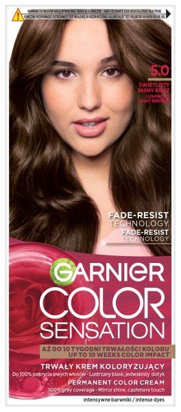 GARNIER Color Sensation Krem koloryzujący nr 5.0 - Świetlisty Jasny Brąz 1op. GARNIER Color Sensation Krem koloryzujący nr 5.0 - Świetlisty Jasny Brąz 1op.