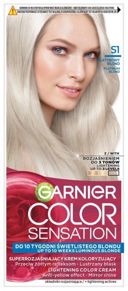 GARNIER Color Sensation Krem koloryzujący nr S1 - Platynowy Blond 1op. GARNIER Color Sensation Krem koloryzujący nr S1 - Platynowy Blond 1op.