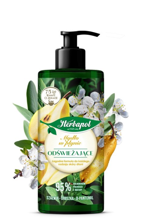 HERBAPOL Mydło w płynie odświeżające Szałwia, Gruszka, D-pantenol 390 ml HERBAPOL Mydło w płynie odświeżające Szałwia, Gruszka, D-pantenol 390 ml