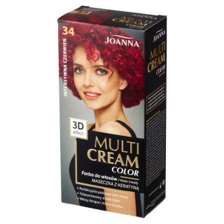 JOANNA Multi Cream Color Farba do włosów nr 34 Intensywna Czerwień.