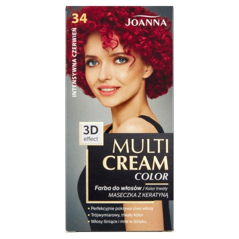 JOANNA Multi Cream Color Farba do włosów nr 34 Intensywna Czerwień.