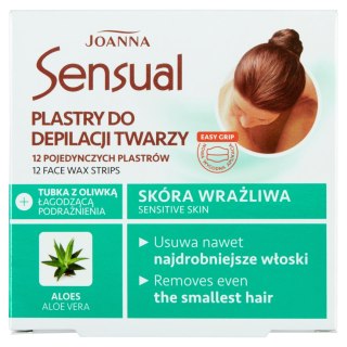 JOANNA Sensual Plastry do depilacji twarzy - skóra wrażliwa Aloes 1 op. - 12 sztuk