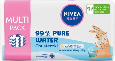 NIVEA Baby Chusteczki biodegradowalne 99% Pure Water - opakowanie ekonomiczne 3 x 57 sztuk