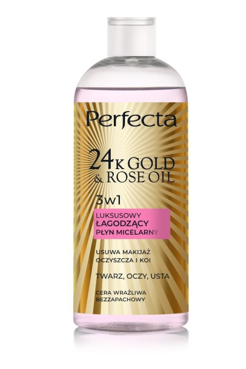 PERFECTA 24K Gold & Rose Oil Płyn micelarny do cery wrażliwej 400 ml PERFECTA 24K Gold & Rose Oil Płyn micelarny do cery wrażliwej 400 ml