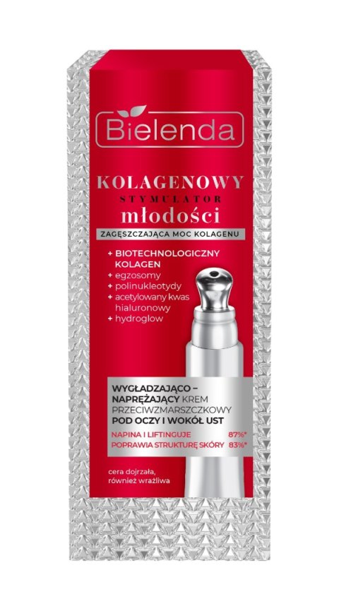 BIELENDA Kolagenowy Stymulator Młodości Wygładzająco-naprężający krem przeciwzmarszczkowy pod oczy i wokół ust 15 ml