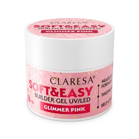 CLARESA N Żel budujący do paznokci Soft&Easy Builder Glimmer Pink 45g