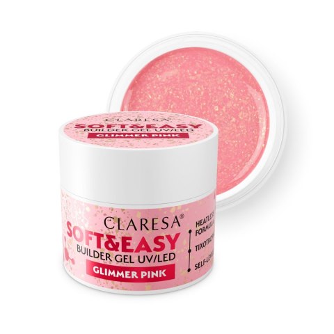 CLARESA N Żel budujący do paznokci Soft&Easy Builder Glimmer Pink 45g