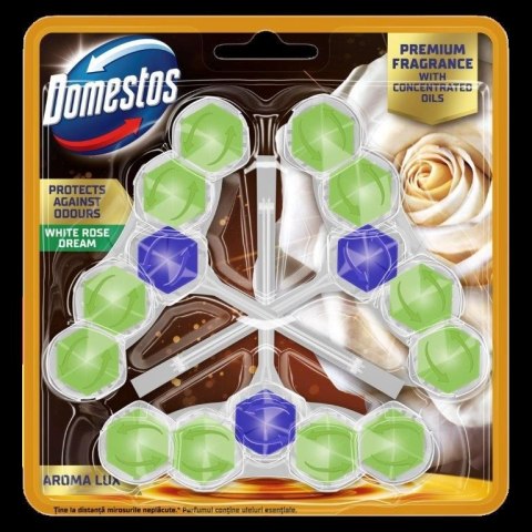DOMESTOS Kostka toaletowa Aroma Lux White Rose & Green Tea Tree Oil 3 x 55 g DOMESTOS Kostka toaletowa Aroma Lux White Rose & Green Tea Tree Oil 3 x 55 g