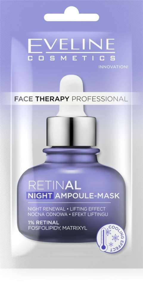 EVELINE Face Therapy Professional Maska-ampułka liftingująca - nocna odnowa z 1% Retinalem 8 ml EVELINE Face Therapy Professional Maska-ampułka liftingująca - nocna odnowa z 1% Retinalem 8 ml