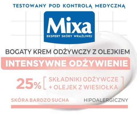 MIXA Bogaty Krem odżywczy z olejkiem 25% do cery suchej i wrażliwej, 50 ml