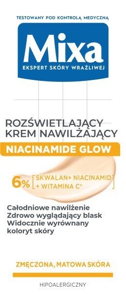 MIXA Niacinamide Glow Krem nawilżająco - rozświetlający do cery matowej i zmęczonej, 50 ml