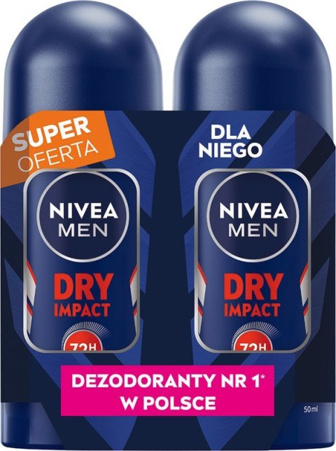 NIVEA MEN Antyperspirant w kulce DUO Dry Impact 2x50 ml