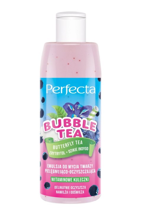 PERFECTA Bubble Tea Emulsja do mycia twarzy pielęgnująco-oczyszczająca Butterfly Tea, Erytrytol + Dzikie Indygo 300 ml