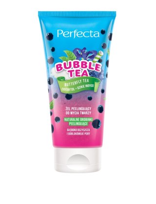 PERFECTA Bubble Tea Żel peelingujący do mycia twarzy Butterfly Tea, Erytrytol + Dzikie Indygo 150 ml