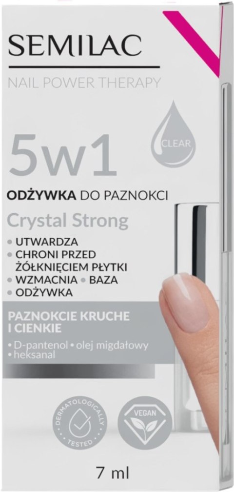 SEMILAC Odżywka do paznokci Nail Power Therapy 5w1 Crystal Strong 7 ml SEMILAC Odżywka do paznokci Nail Power Therapy 5w1 Crystal Strong 7 ml