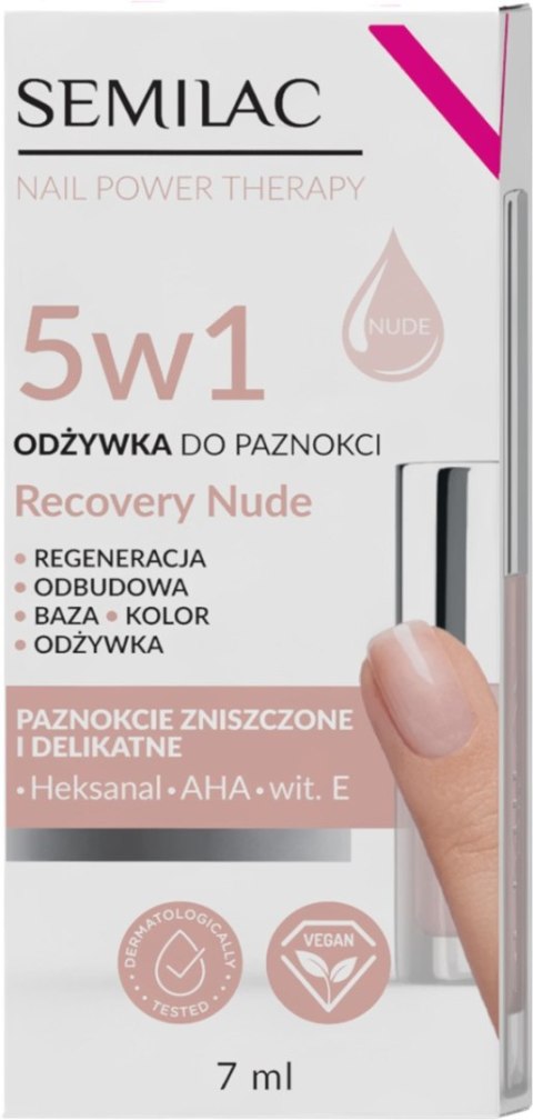 SEMILAC Odżywka do paznokci Nail Power Therapy 5w1 Recovery Nude 7 ml SEMILAC Odżywka do paznokci Nail Power Therapy 5w1 Recovery Nude 7 ml