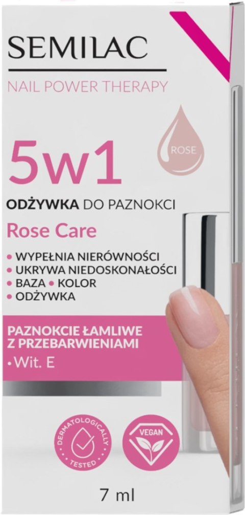 SEMILAC Odżywka do paznokci Nail Power Therapy 5w1 Rose Care 7 ml SEMILAC Odżywka do paznokci Nail Power Therapy 5w1 Rose Care 7 ml