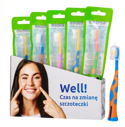 WELLBEE Display Szczoteczki dla dzieci powyżej 3 roku życia - mix 15 sztuk