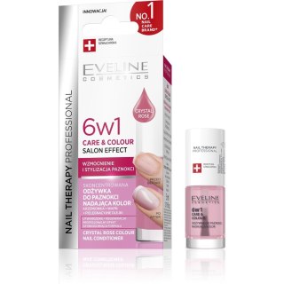 EVELINE Nail Therapy Professional Odżywka do paznokci nadająca kolor Care&Colour 6w1 - Crystal Rose 5 ml