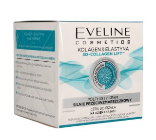 EVELINE Półtłusty krem silnie przeciwzmarszczkowy - Kolagen & Elastyna i 3D-Collagen Lift 50 ml